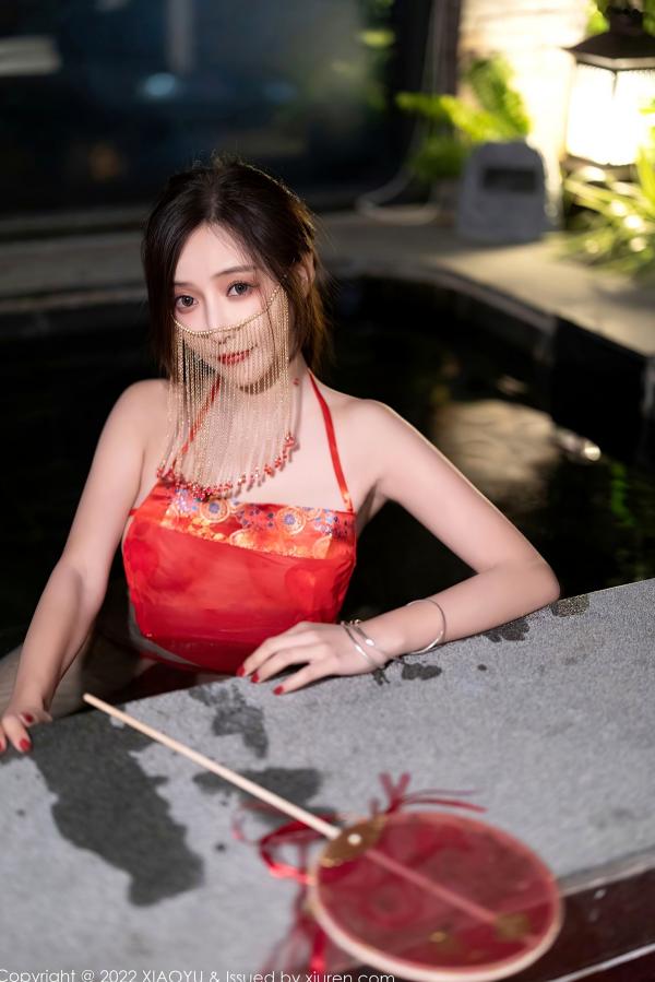 王馨瑶   XiaoYu语画界-708-王馨瑶Yanni-古典韵味红色肚兜私房写真-流苏面纱东方诱惑-无圣光大尺度第33张图片