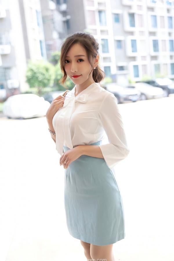 王馨瑶   XiaoYu语画界635期：王馨瑶Yanni职场OL白领制服写真，淡雅衬衫搭配超薄肉丝，尽显迷人美腿曲线，极致诱惑私房视觉盛宴第6张图片
