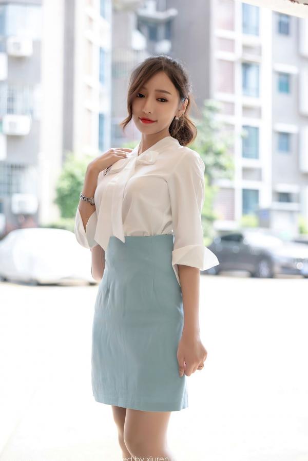 王馨瑶   XiaoYu语画界635期：王馨瑶Yanni职场OL白领制服写真，淡雅衬衫搭配超薄肉丝，尽显迷人美腿曲线，极致诱惑私房视觉盛宴第7张图片