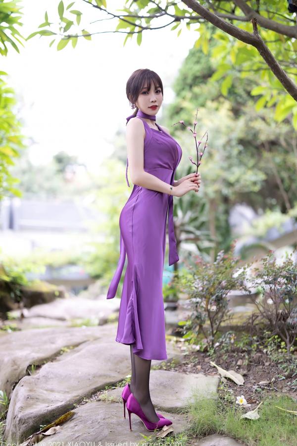 冯雨芝 芝芝  XiaoYu语画界-634-芝芝Booty-紫色长裙与镂空黑丝私房诱惑-2021.10.18-无圣光大尺度第1张图片