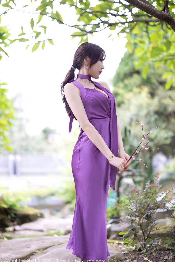 冯雨芝 芝芝  XiaoYu语画界-634-芝芝Booty-紫色长裙与镂空黑丝私房诱惑-2021.10.18-无圣光大尺度第2张图片