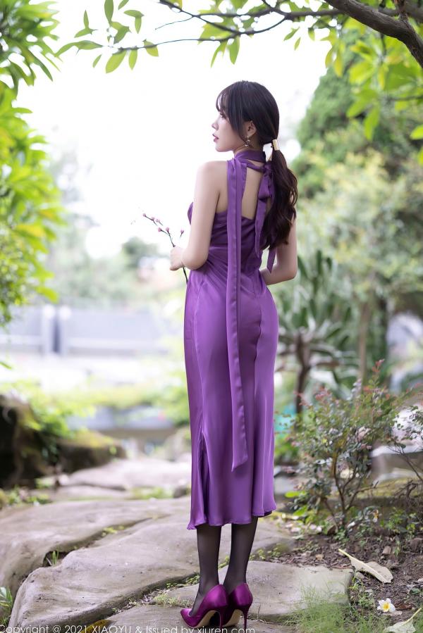 冯雨芝 芝芝  XiaoYu语画界-634-芝芝Booty-紫色长裙与镂空黑丝私房诱惑-2021.10.18-无圣光大尺度第4张图片
