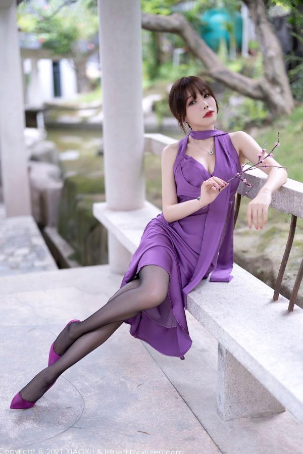 冯雨芝 芝芝  XiaoYu语画界-634-芝芝Booty-紫色长裙与镂空黑丝私房诱惑-2021.10.18-无圣光大尺度第8张图片