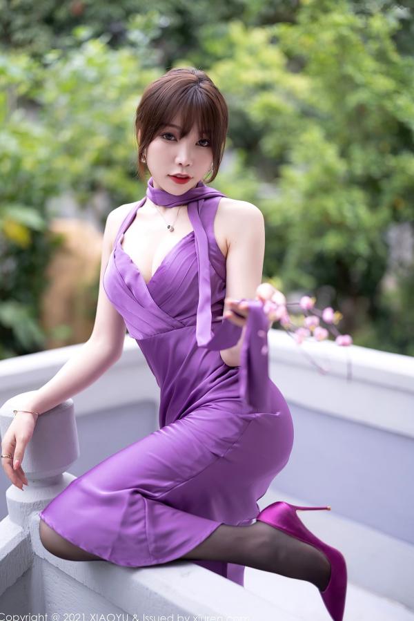 冯雨芝 芝芝  XiaoYu语画界-634-芝芝Booty-紫色长裙与镂空黑丝私房诱惑-2021.10.18-无圣光大尺度第19张图片