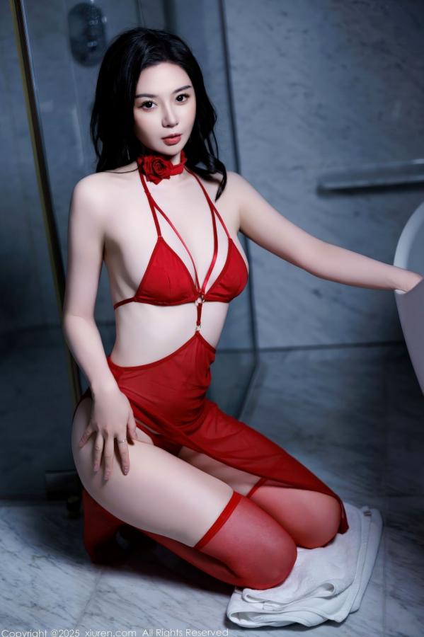 江心玥   XiuRen秀人网 11095 心玥 红色情趣内衣性感浴室私房照 魅惑美腿大尺度写真第48张图片