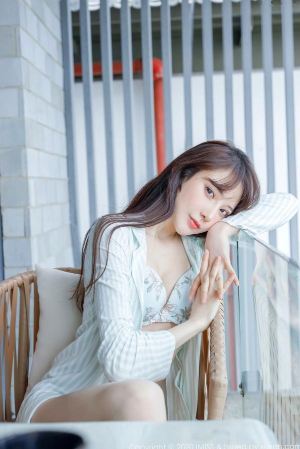 劉奕寧 刘奕宁  IMiss爱蜜社-481-刘奕宁-唯美私房床照, 清新甜美纯欲风, 条纹衬衣性感诱惑, 无圣光大尺度唯美写真第21张图片