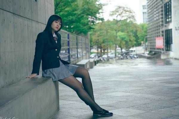 ベッキー   台湾正妹Becky实践大学校服写真，jk制服气质学妹清纯街拍第45张图片