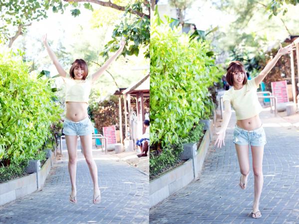 山岸奈津美   山岸奈津美 - RESORT STYLE，清纯短发甜美度假写真，泳池畔优雅紫裙与清新居家私房，尽显女神气质与迷人曲线第19张图片