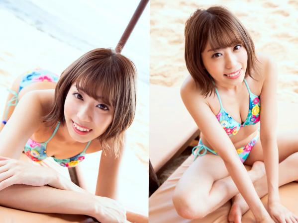 山岸奈津美   山岸奈津美 - RESORT STYLE，清纯短发甜美度假写真，泳池畔优雅紫裙与清新居家私房，尽显女神气质与迷人曲线第26张图片