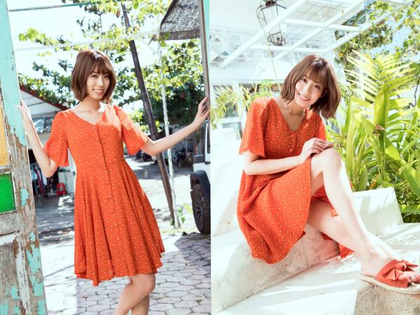 山岸奈津美   山岸奈津美 - RESORT STYLE，清纯短发甜美度假写真，泳池畔优雅紫裙与清新居家私房，尽显女神气质与迷人曲线第38张图片