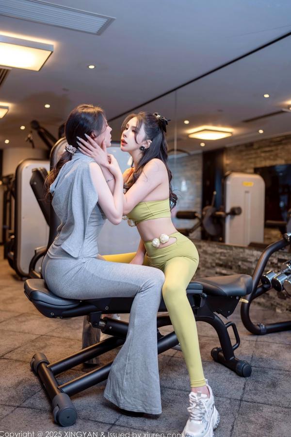李丽莎   XingYan星颜社-333-李丽莎姐妹花-泳池畔瑜伽房场景-紧身动感瑜伽服亲密互动-无圣光性感诱惑写真第11张图片