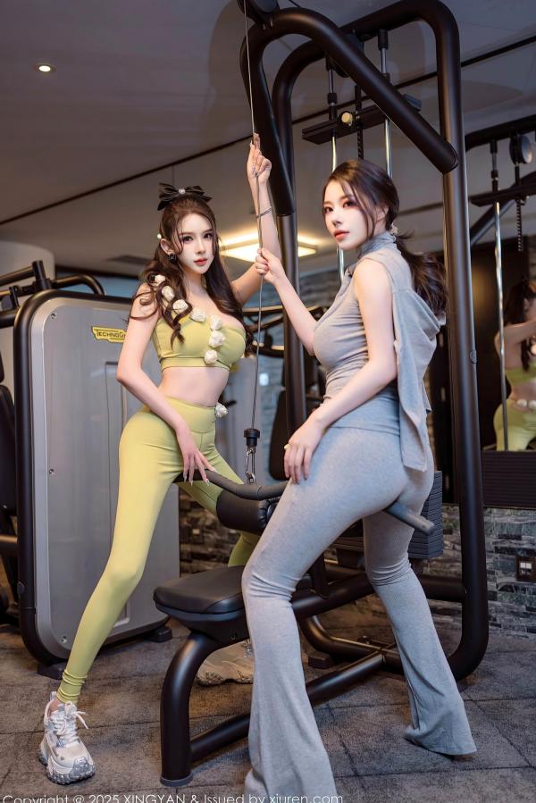 李丽莎   XingYan星颜社-333-李丽莎姐妹花-泳池畔瑜伽房场景-紧身动感瑜伽服亲密互动-无圣光性感诱惑写真第19张图片