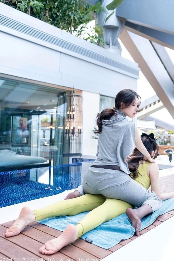 李丽莎   XingYan星颜社-333-李丽莎姐妹花-泳池畔瑜伽房场景-紧身动感瑜伽服亲密互动-无圣光性感诱惑写真第32张图片
