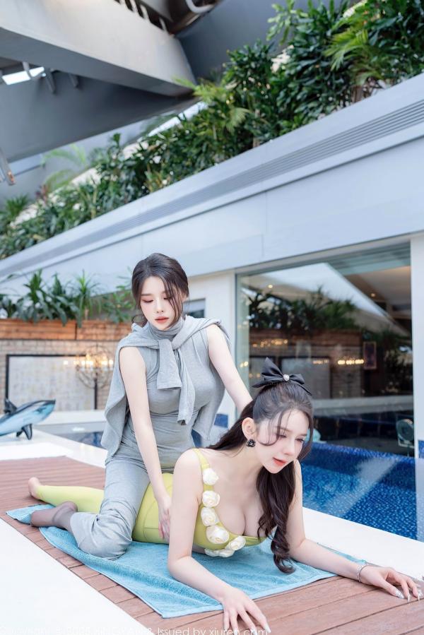 李丽莎   XingYan星颜社-333-李丽莎姐妹花-泳池畔瑜伽房场景-紧身动感瑜伽服亲密互动-无圣光性感诱惑写真第33张图片