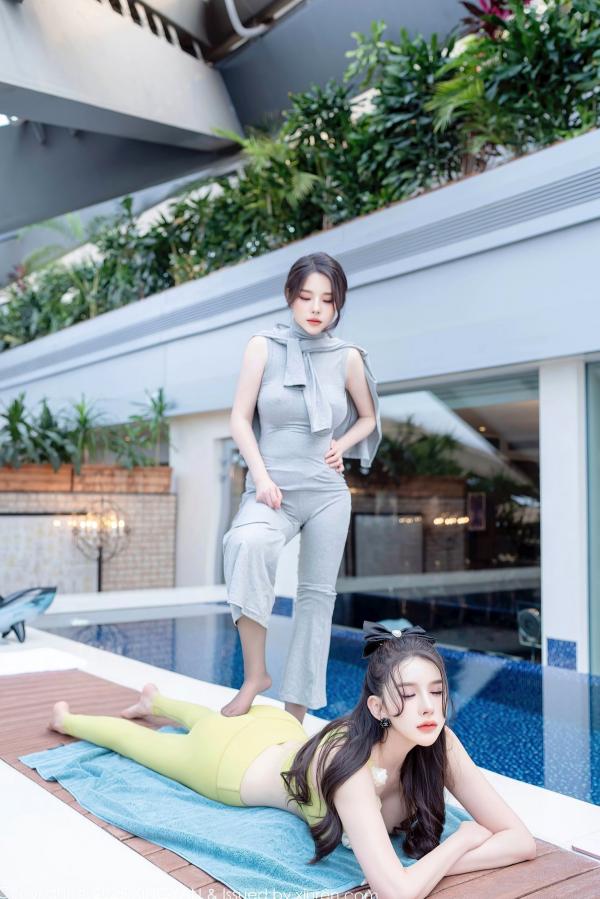 李丽莎   XingYan星颜社-333-李丽莎姐妹花-泳池畔瑜伽房场景-紧身动感瑜伽服亲密互动-无圣光性感诱惑写真第35张图片