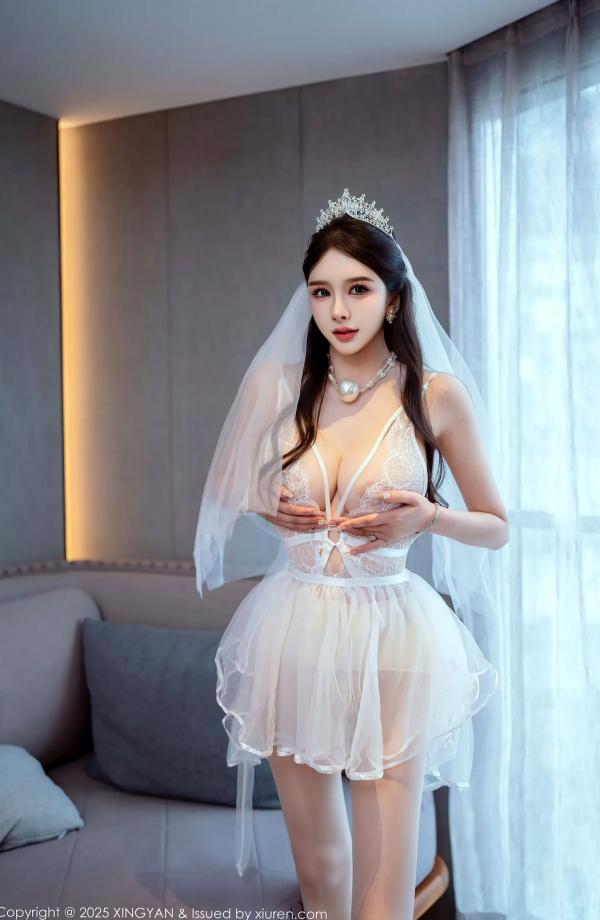 李丽莎   [XINGYAN]星颜社 2025.08.22 Vol.388 李丽莎：纯白婚纱与蕾丝诱惑，精致新娘私房写真，极致性感美腿与女神魅力第11张图片