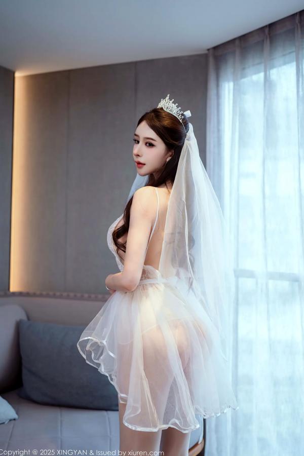 李丽莎   [XINGYAN]星颜社 2025.08.22 Vol.388 李丽莎：纯白婚纱与蕾丝诱惑，精致新娘私房写真，极致性感美腿与女神魅力第12张图片