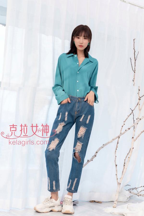 筱穎兒 颖儿  KelaGirls克拉女神颖儿：秋意春心，个性破洞牛仔混搭性感私房诱惑，演绎骨感女神的魅力第1张图片