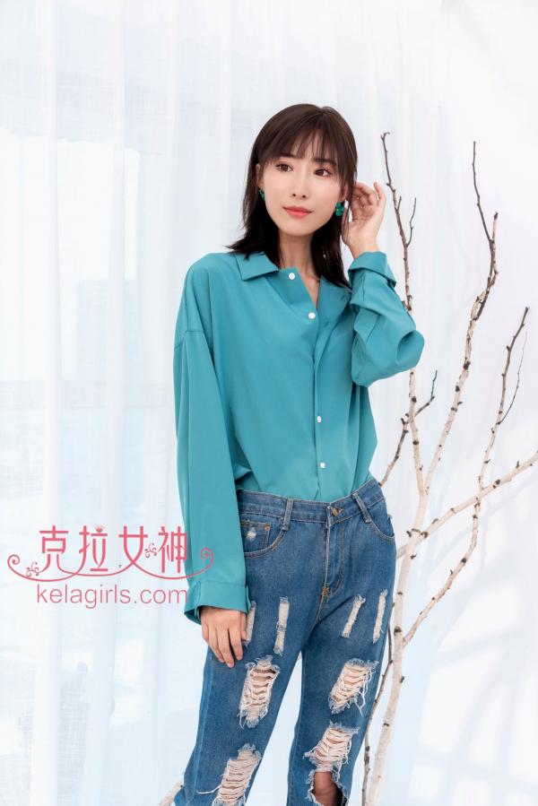 筱穎兒 颖儿  KelaGirls克拉女神颖儿：秋意春心，个性破洞牛仔混搭性感私房诱惑，演绎骨感女神的魅力第3张图片
