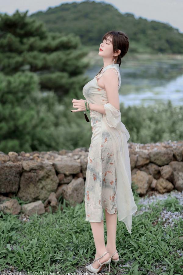 王语纯 王雨纯  YouMi尤蜜荟-983-王雨纯：纯白内衣私房写真，薄纱透视诱惑，尽显曼妙曲线与纯欲气质第13张图片
