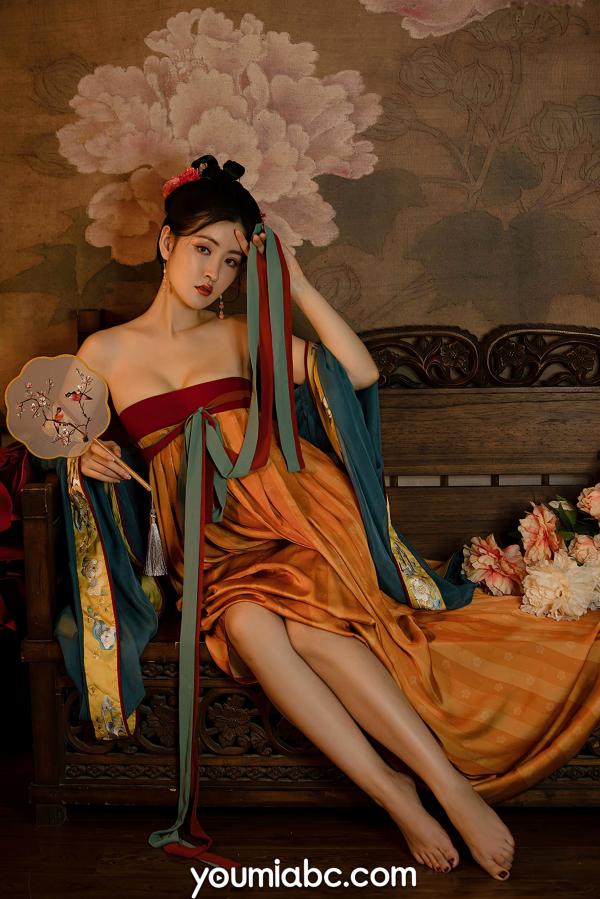 沈梦瑶   YouMi尤蜜-沈梦瑶-《夜话西窗烛》国风古典汉服私房：香肩半露，烛光摇曳，绝美身姿尽显东方极致诱惑第3张图片