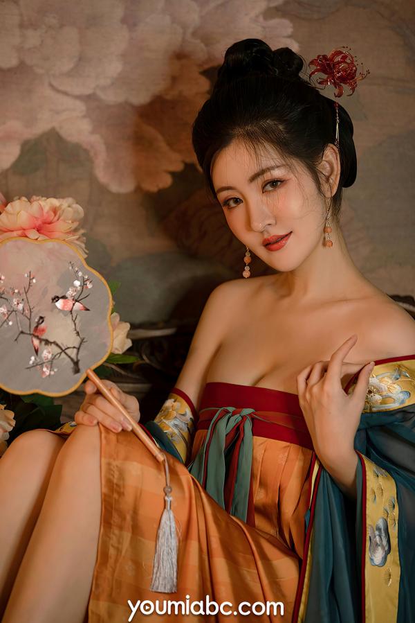 沈梦瑶   YouMi尤蜜-沈梦瑶-《夜话西窗烛》国风古典汉服私房：香肩半露，烛光摇曳，绝美身姿尽显东方极致诱惑第6张图片