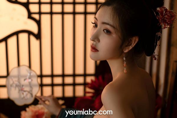 沈梦瑶   YouMi尤蜜-沈梦瑶-《夜话西窗烛》国风古典汉服私房：香肩半露，烛光摇曳，绝美身姿尽显东方极致诱惑第7张图片