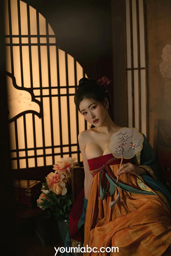 沈梦瑶   YouMi尤蜜-沈梦瑶-《夜话西窗烛》国风古典汉服私房：香肩半露，烛光摇曳，绝美身姿尽显东方极致诱惑第11张图片