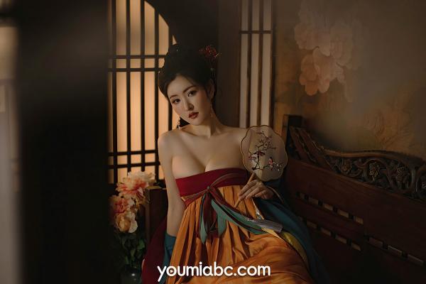 沈梦瑶   YouMi尤蜜-沈梦瑶-《夜话西窗烛》国风古典汉服私房：香肩半露，烛光摇曳，绝美身姿尽显东方极致诱惑第12张图片