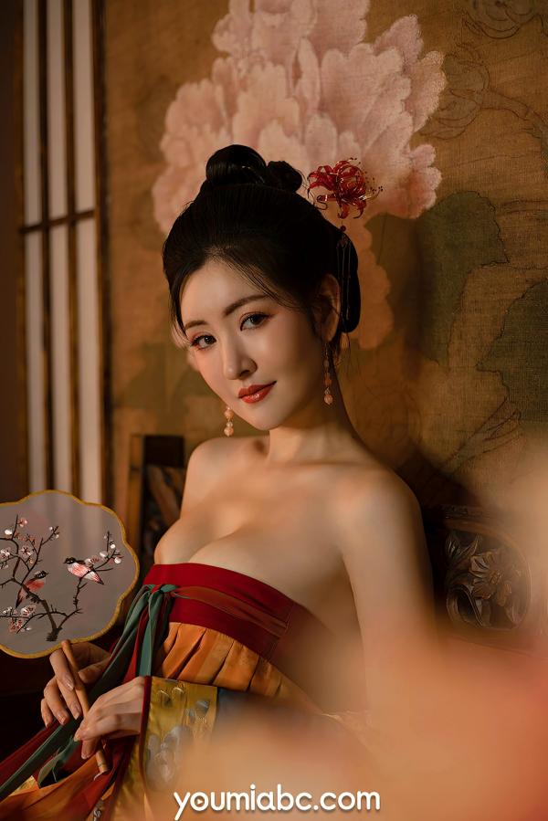 沈梦瑶   YouMi尤蜜-沈梦瑶-《夜话西窗烛》国风古典汉服私房：香肩半露，烛光摇曳，绝美身姿尽显东方极致诱惑第36张图片