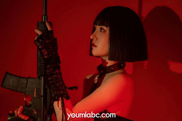 沈梦瑶   YouMi尤蜜-沈梦瑶-《血色浪漫》：冷艳战术皮衣束缚写真，持枪诱惑，极致性感大尺度，高清无圣光第49张图片