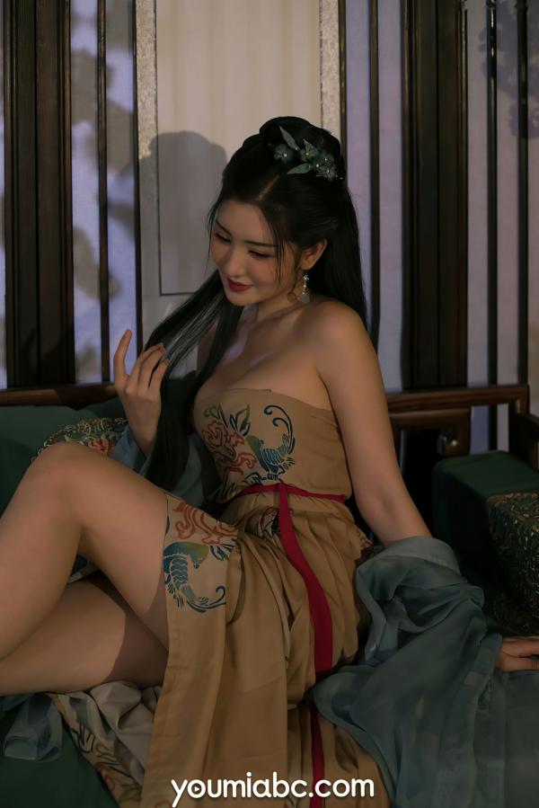 沈梦瑶   YouMi尤蜜沈梦瑶《琵琶行》古风写真，精致古典抹胸造型，尽显绝色温婉东方韵味大片第9张图片