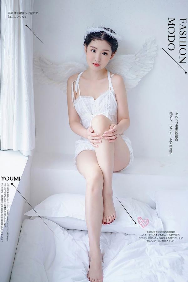 沈梦瑶   YouMi尤蜜-沈梦瑶《落凡天使》私房照，纯白内衣天使造型，清纯治愈与性感诱惑，绝美大片第1张图片