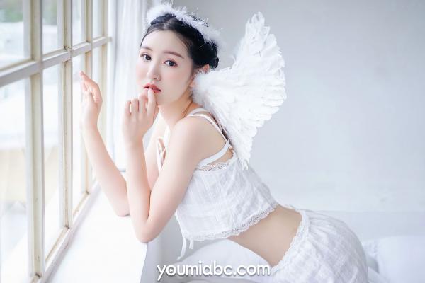 沈梦瑶   YouMi尤蜜-沈梦瑶《落凡天使》私房照，纯白内衣天使造型，清纯治愈与性感诱惑，绝美大片第6张图片