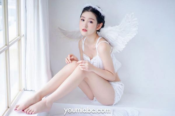 沈梦瑶   YouMi尤蜜-沈梦瑶《落凡天使》私房照，纯白内衣天使造型，清纯治愈与性感诱惑，绝美大片第7张图片