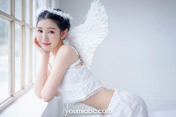 沈梦瑶   YouMi尤蜜-沈梦瑶《落凡天使》私房照，纯白内衣天使造型，清纯治愈与性感诱惑，绝美大片第13张图片
