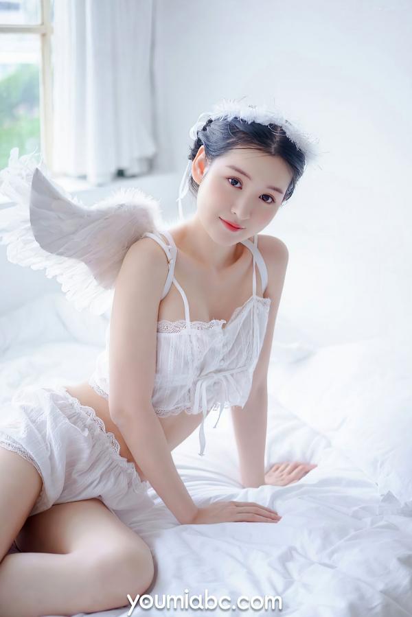沈梦瑶   YouMi尤蜜-沈梦瑶《落凡天使》私房照，纯白内衣天使造型，清纯治愈与性感诱惑，绝美大片第14张图片