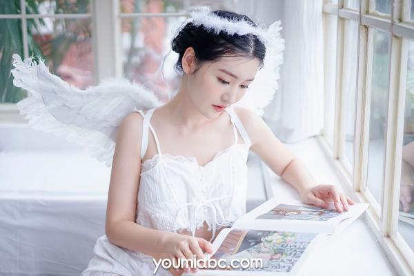 沈梦瑶   YouMi尤蜜-沈梦瑶《落凡天使》私房照，纯白内衣天使造型，清纯治愈与性感诱惑，绝美大片第16张图片