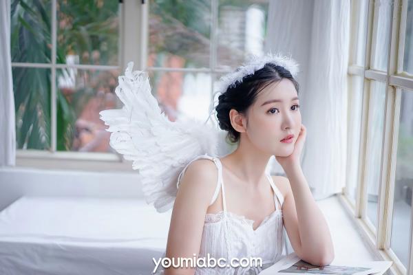 沈梦瑶   YouMi尤蜜-沈梦瑶《落凡天使》私房照，纯白内衣天使造型，清纯治愈与性感诱惑，绝美大片第19张图片