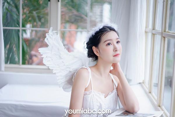 沈梦瑶   YouMi尤蜜-沈梦瑶《落凡天使》私房照，纯白内衣天使造型，清纯治愈与性感诱惑，绝美大片第20张图片