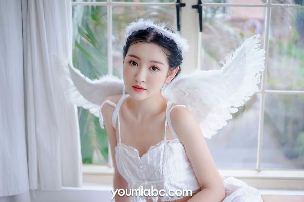 沈梦瑶   YouMi尤蜜-沈梦瑶《落凡天使》私房照，纯白内衣天使造型，清纯治愈与性感诱惑，绝美大片第24张图片