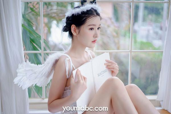 沈梦瑶   YouMi尤蜜-沈梦瑶《落凡天使》私房照，纯白内衣天使造型，清纯治愈与性感诱惑，绝美大片第29张图片