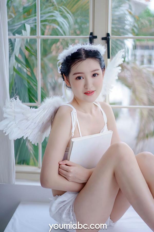 沈梦瑶   YouMi尤蜜-沈梦瑶《落凡天使》私房照，纯白内衣天使造型，清纯治愈与性感诱惑，绝美大片第30张图片