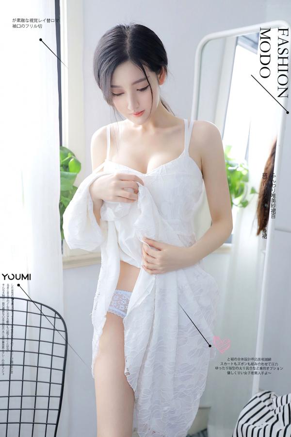 沈梦瑶   YouMi尤蜜-2021.04.22-沈梦瑶-《白裙少女》-清纯白色蕾丝吊带长裙私房写真-无圣光大尺度唯美视觉第1张图片