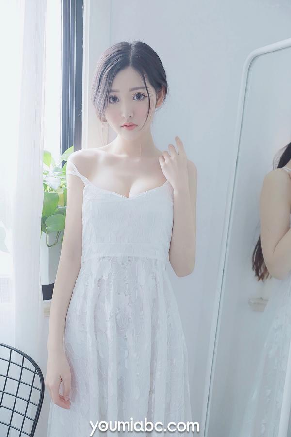 沈梦瑶   YouMi尤蜜-2021.04.22-沈梦瑶-《白裙少女》-清纯白色蕾丝吊带长裙私房写真-无圣光大尺度唯美视觉第7张图片