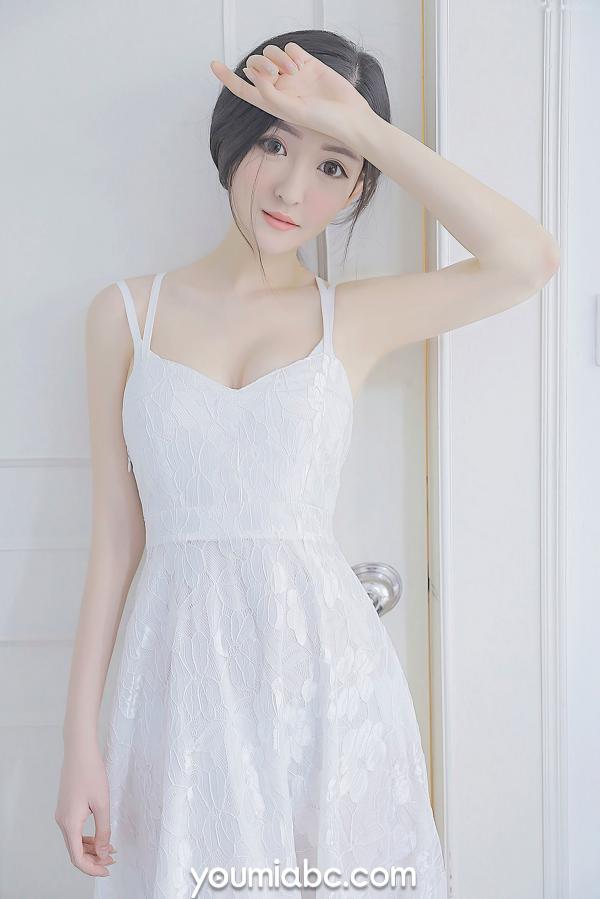 沈梦瑶   YouMi尤蜜-2021.04.22-沈梦瑶-《白裙少女》-清纯白色蕾丝吊带长裙私房写真-无圣光大尺度唯美视觉第8张图片