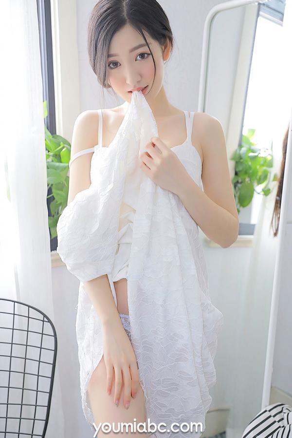 沈梦瑶   YouMi尤蜜-2021.04.22-沈梦瑶-《白裙少女》-清纯白色蕾丝吊带长裙私房写真-无圣光大尺度唯美视觉第9张图片
