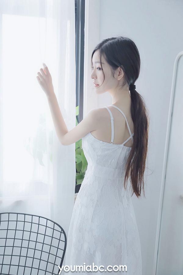 沈梦瑶   YouMi尤蜜-2021.04.22-沈梦瑶-《白裙少女》-清纯白色蕾丝吊带长裙私房写真-无圣光大尺度唯美视觉第11张图片
