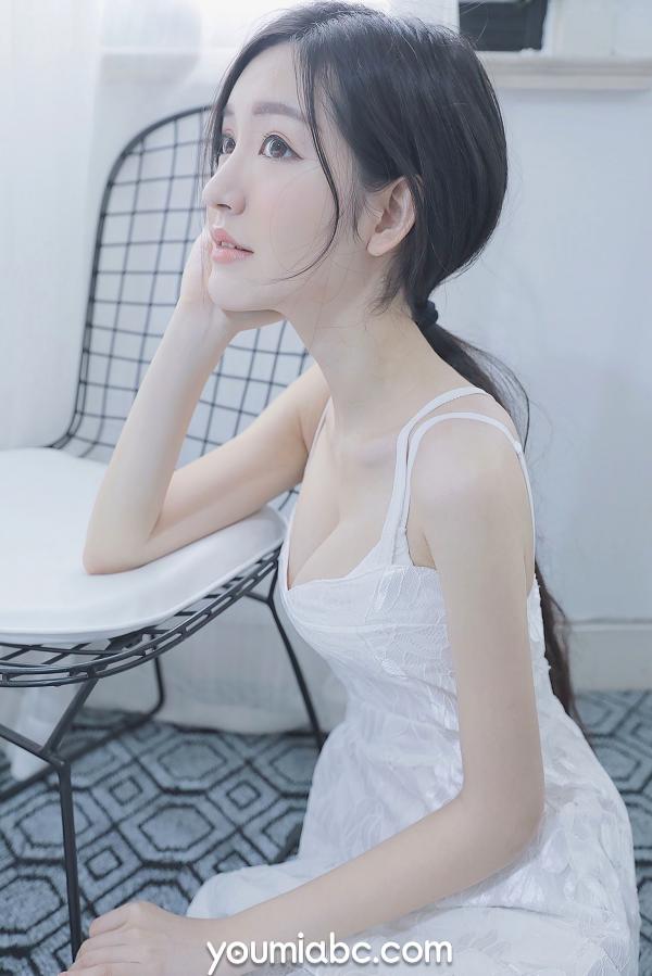 沈梦瑶   YouMi尤蜜-2021.04.22-沈梦瑶-《白裙少女》-清纯白色蕾丝吊带长裙私房写真-无圣光大尺度唯美视觉第18张图片