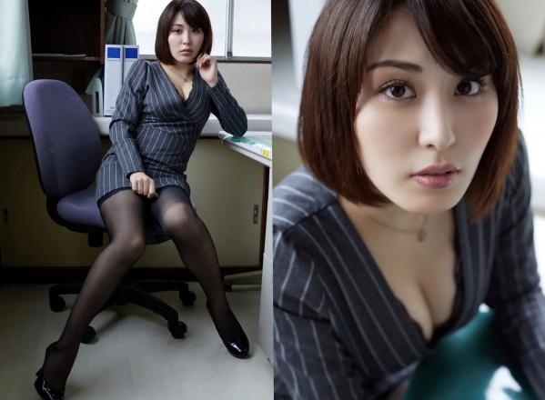 金子智美   金子智美 - 办公室内的小动作，制服下的极致诱惑，黑丝吊带内衣尤物写真第3张图片